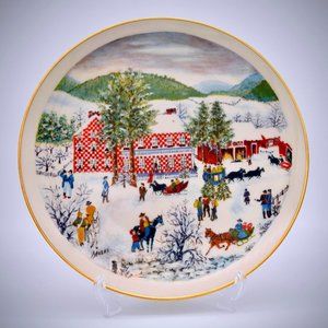 Grandma Moses Christmas Plate 1975 Old Checkard House Ridgewood Fine China